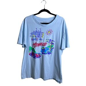 Mighty Fine Monaco Graphic Tee Unisex Medium Euro Summer Neon Top‎